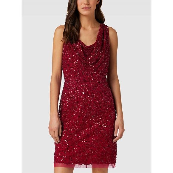 Adrianna Papell Women's Sequined Cowl Neck Sheath Dress Red Size 4​ - Picture 2 of 13